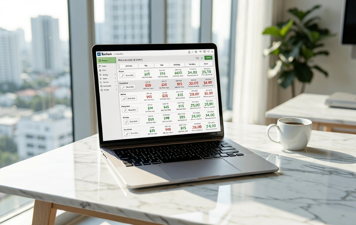 Modern financial workspace in Bangkok
